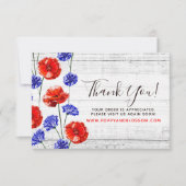 Hartelijk dank: Red Poppy & Cornflower Rustic Wood Kaart (Voorkant)