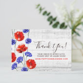 Hartelijk dank: Red Poppy & Cornflower Rustic Wood Kaart (Staand voorkant)