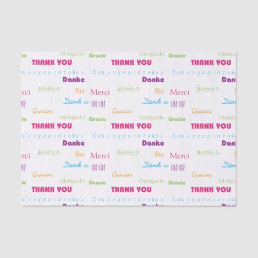 Hartelijk dank, regenboog Vele talen Tekst Tissuepapier (Voorkant)