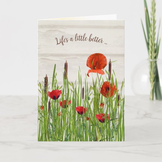 Hartelijk dank, Rode Poppies Bedankkaart (Voorkant)