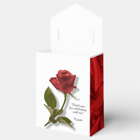 Hartelijk dank - Rode roze en Stem - Floral fotogr Bedankdoosjes (Geopend)