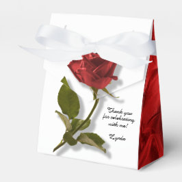 Hartelijk dank - Rode roze en Stem - Floral fotogr Bedankdoosjes