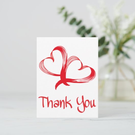 Hartelijk dank, rood en wit Briefkaart met dubbel (Staand voorkant)