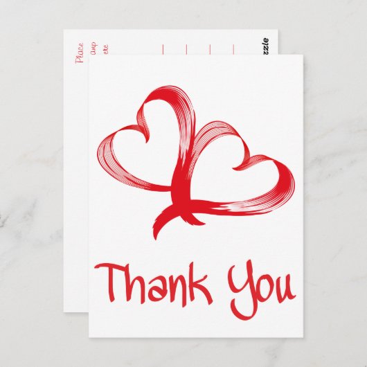 Hartelijk dank, rood en wit Briefkaart met dubbel (Voorkant / Achterkant)