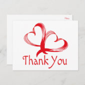 Hartelijk dank, rood en wit Briefkaart met dubbel (Voorkant / Achterkant)
