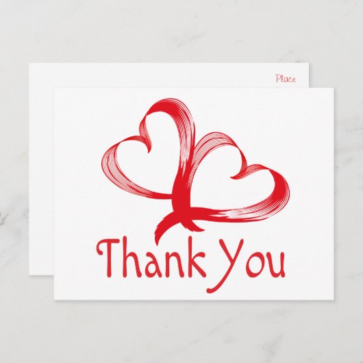 Hartelijk dank, rood en wit Briefkaart met dubbel (Voorkant / Achterkant)