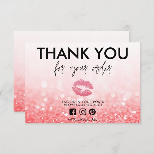 Hartelijk dank Roos Glitter Pink Lips Media Insert (Voorkant / Achterkant)