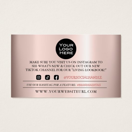 Hartelijk dank, Roos Gold Customer Discount Kaart (Achterkant)