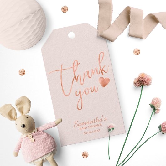 Hartelijk dank, Roos Gold Foil Pink Blush Favor Cadeaulabel