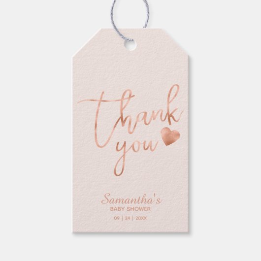Hartelijk dank, Roos Gold Foil Pink Blush Favor Cadeaulabel (Voorkant)
