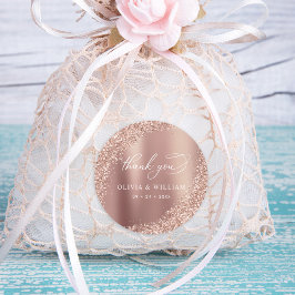 Hartelijk dank, Roos Gold Glitter Wedding Ronde Sticker