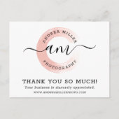 Hartelijk dank, Roos Gold Minimalist Swash Logo 4- Briefkaart (Voorkant)