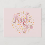 Hartelijk dank, Roos Gold Pink Glitter Clean Briefkaart (Voorkant)
