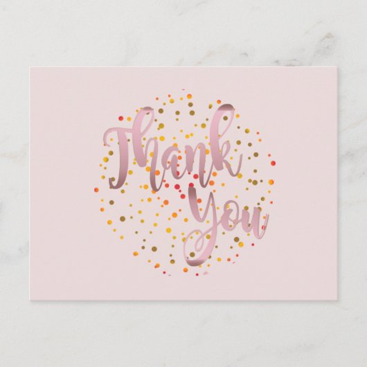 Hartelijk dank, Roos Gold Pink Glitter Clean Briefkaart (Voorkant)
