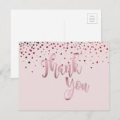 Hartelijk dank, Roos Gold Pink Glitter Confetti Briefkaart (Voorkant / Achterkant)