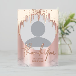 Hartelijk dank, rosegold Glitter Stationt Foto Fol Folie Feestdagenkaart