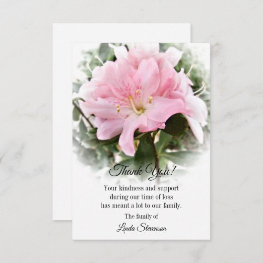 Hartelijk dank - Roze Azalea Flower Bedankkaart (Voorkant / Achterkant)