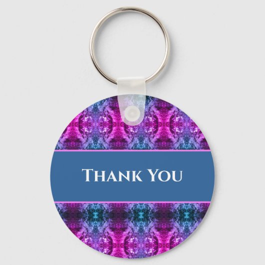 Hartelijk dank - Roze blauwe Kaleidoscoop Abstract Sleutelhanger (Voorkant)