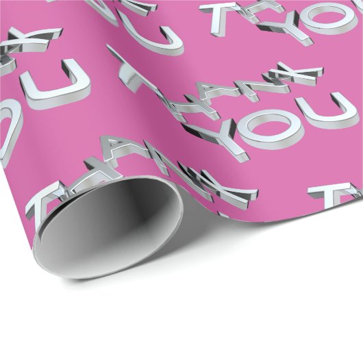 Hartelijk dank, roze en zilver ompakpapier cadeaupapier (Rol Hoek)