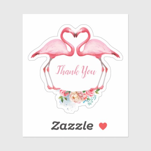 Hartelijk dank, roze flamingos Floral Sticker (Vel)