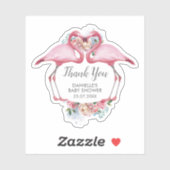 Hartelijk dank, roze flamingos Floral Sticker (Vel)