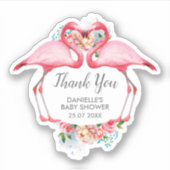 Hartelijk dank, roze flamingos Floral Sticker (Voorkant)