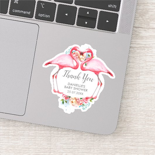 Hartelijk dank, roze flamingos Floral Sticker (Detail)