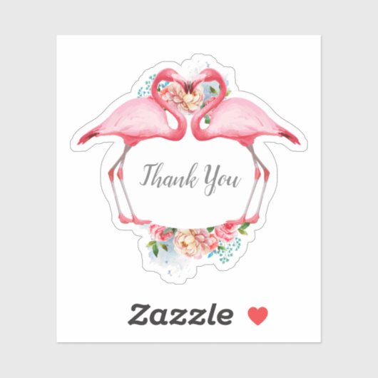 Hartelijk dank, roze flamingos Floral Sticker (Vel)