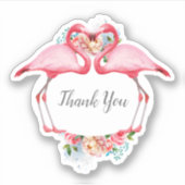 Hartelijk dank, roze flamingos Floral Sticker (Voorkant)