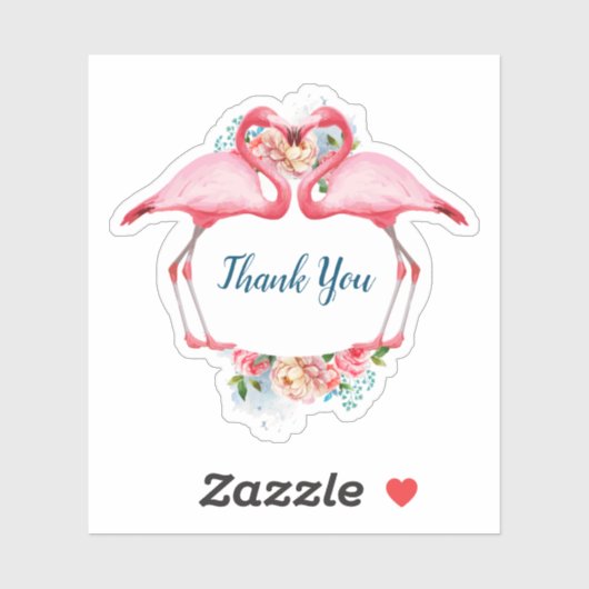 Hartelijk dank, roze flamingos Floral Sticker (Vel)