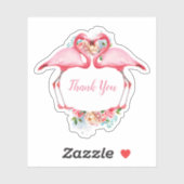 Hartelijk dank, roze flamingos Floral Sticker (Vel)
