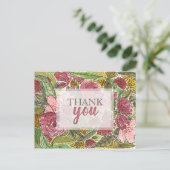 Hartelijk dank roze Floral Waterverf Briefkaart (Staand voorkant)