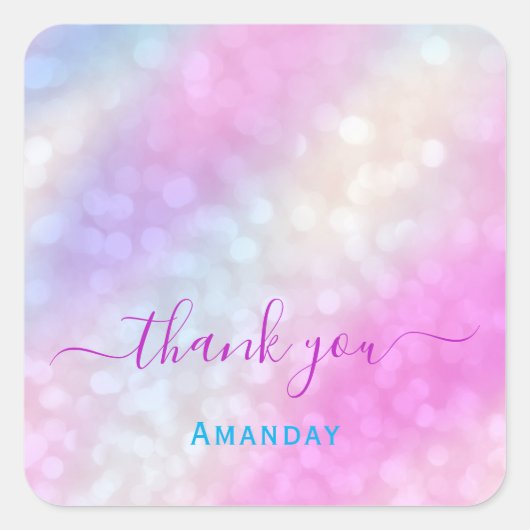 Hartelijk dank, roze holographic Makeup Swweet 16t Vierkante Sticker (Voorkant)