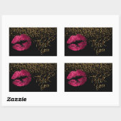Hartelijk dank - Roze lips met Gold Confetti Rechthoekige Sticker (Vel)