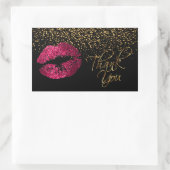 Hartelijk dank - Roze lips met Gold Confetti Rechthoekige Sticker (Tas)