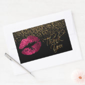 Hartelijk dank - Roze lips met Gold Confetti Rechthoekige Sticker (Envelop)