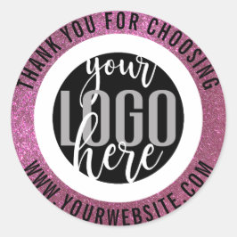 Hartelijk dank, roze Logo voor uw spaarbankroet Ronde Sticker