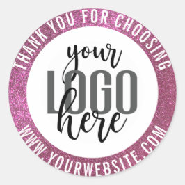 Hartelijk dank, roze Logo voor uw spaarbankroet Ronde Sticker