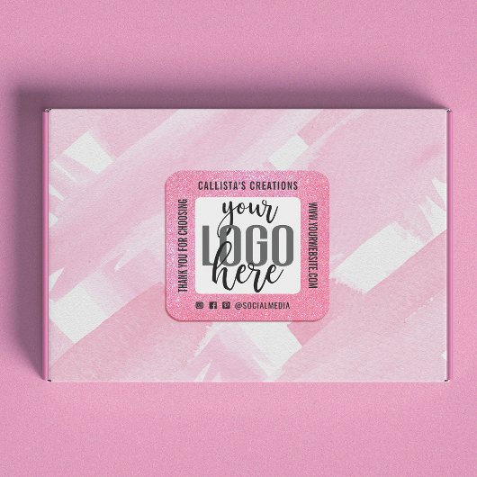 Hartelijk dank, roze Logo voor uw spaarbankroet Vierkante Sticker