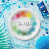 Hartelijk dank Roze rood Oranje Geel Groen Manuscr Papieren Bordje (Feest)