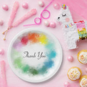 Hartelijk dank Roze rood Oranje Geel Groen Manuscr Papieren Bordje (Feest)
