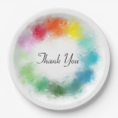 Hartelijk dank Roze rood Oranje Geel Groen Manuscr Papieren Bordje (Voorkant)