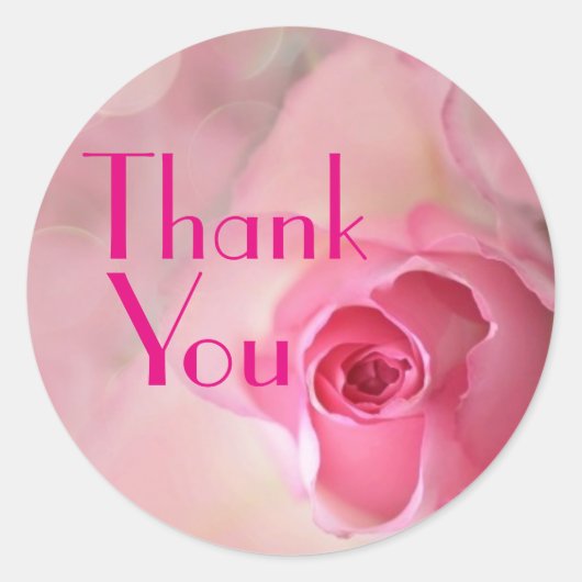 Hartelijk dank, roze Rose Ronde Sticker (Voorkant)
