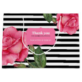Hartelijk dank: roze roze roze Waterverf zwarte st Groot Cadeauzakje (Voorkant)