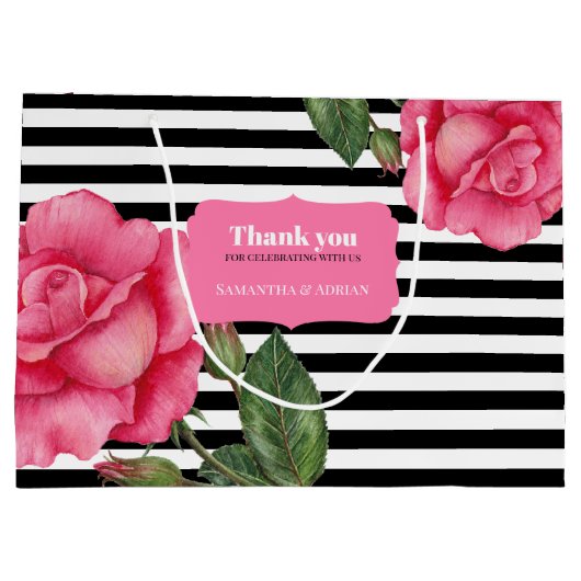 Hartelijk dank: roze roze roze Waterverf zwarte st Groot Cadeauzakje (Achterkant)