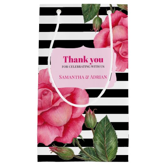 Hartelijk dank: roze roze roze Waterverf zwarte st Klein Cadeauzakje (Voorkant)