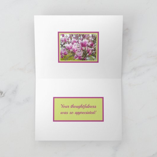 Hartelijk dank, roze Saucer Magnolia Kaart (Binnen)