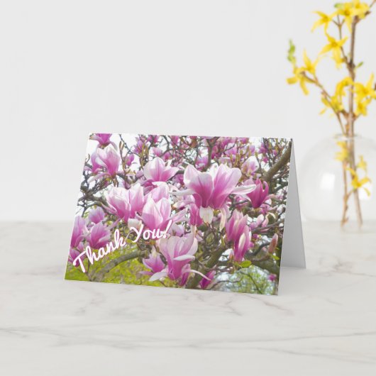 Hartelijk dank, roze Saucer Magnolia Kaart (Gele Bloem)