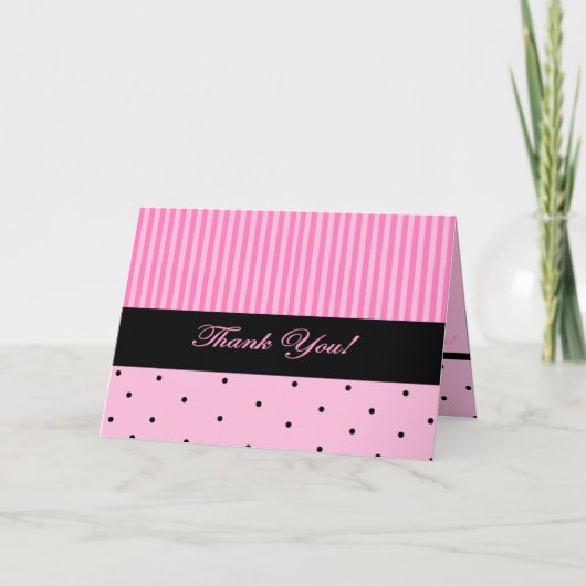 Hartelijk dank, roze streep bedankkaart (Voorkant)