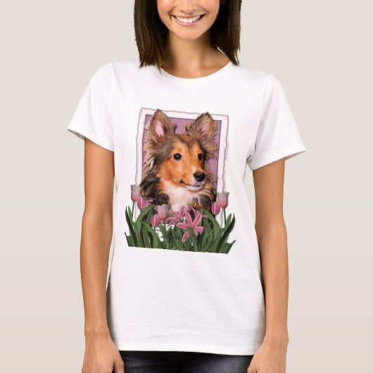Hartelijk dank - roze Tulips - Sheltie Puppy - Coo T-shirt (Voorkant)
